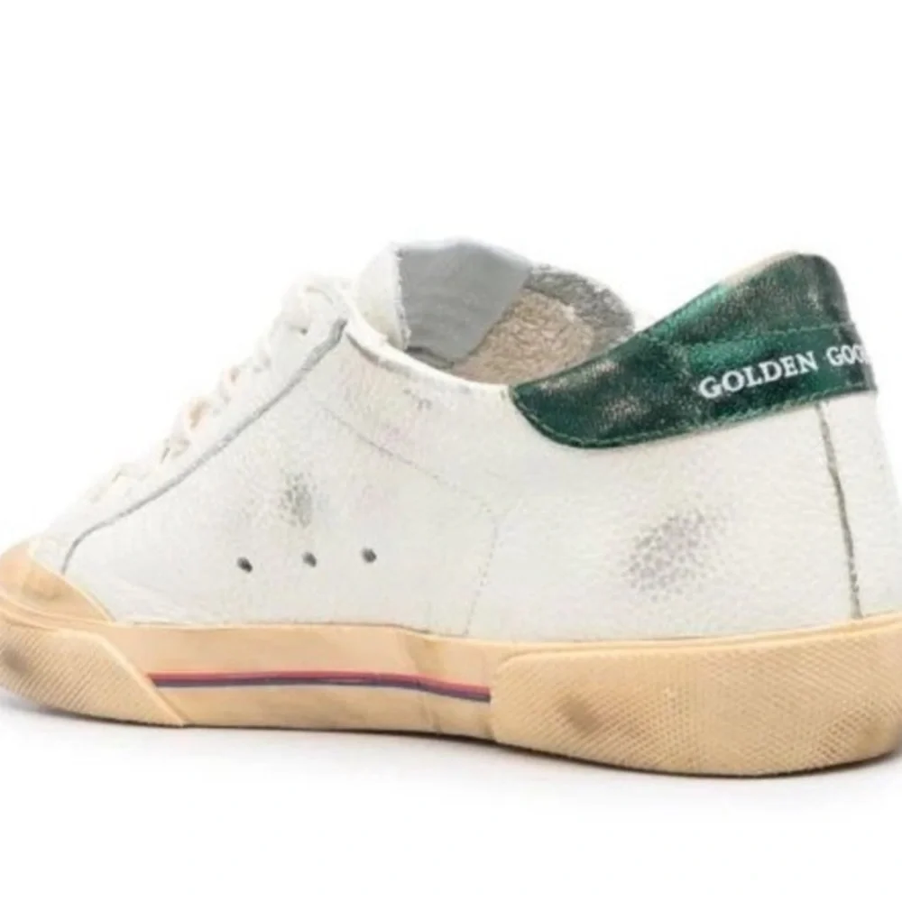 Golden Goose White and Green Sneakers - Picture 4 of 12